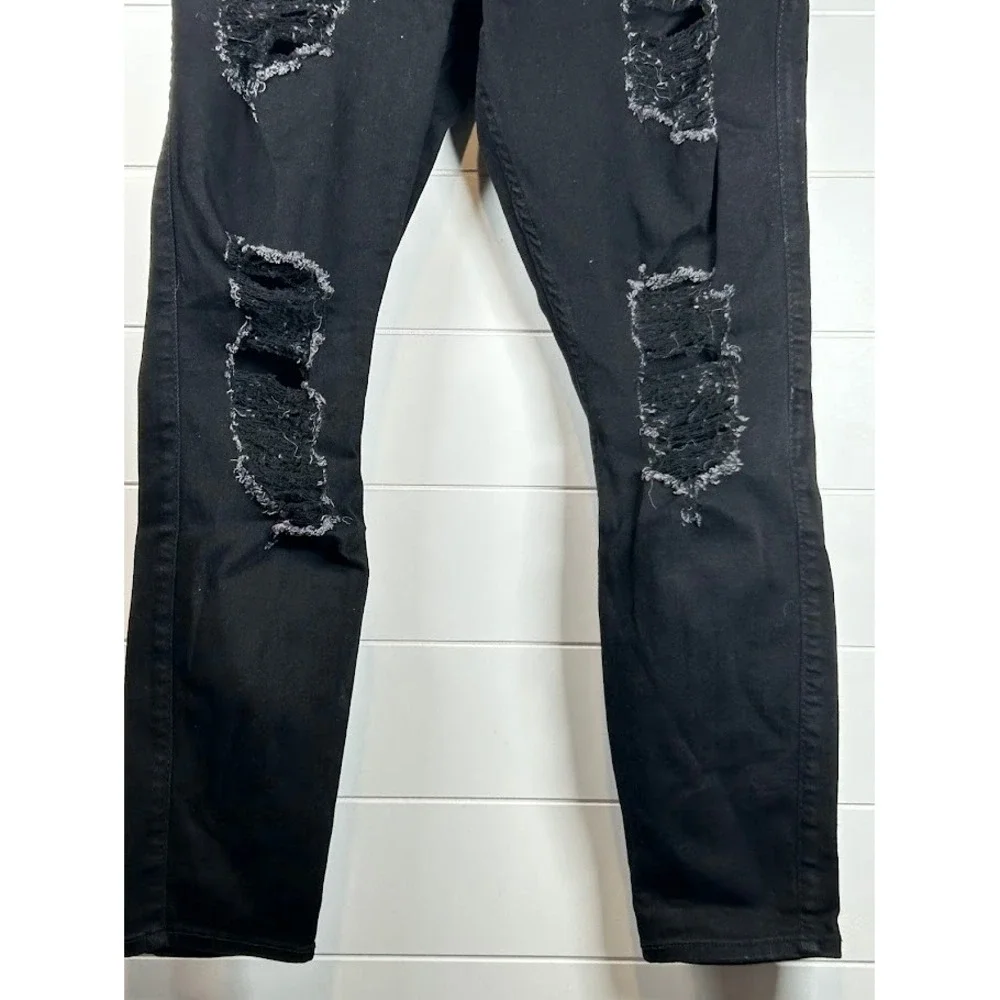 Hollister Curvy‎ High Rise Super Skinny Distressed Black Jeans 18R W34R